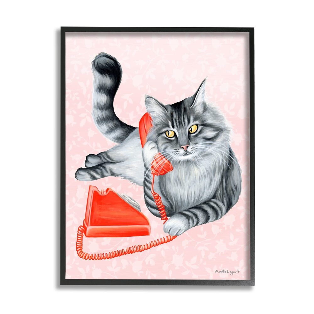 2942 Expressive Manx Cat Vintage Telephone Botanical Pattern, Design by